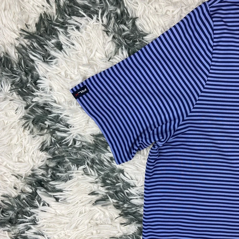 RLX Ralph Lauren Men's Casual Striped Golf Polo Shirt Blue Size Large - Picture 9 of 12